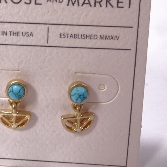 Nordstrom Melrose and Market Turq Stone Cut Out Arrow Drop Earrings NWT 45 - Picture 8 of 8